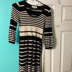 Pink rose size xl cream and black stripe dress